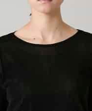 RHKAE13270 HIROKO KOSHINO(ヒロココシノ) フロッキーチュールギャザーポイントカットソー/日本製/洗える ブラック