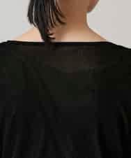 RHKAE13270 HIROKO KOSHINO(ヒロココシノ) フロッキーチュールギャザーポイントカットソー/日本製/洗える ブラック