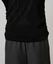 RHKAE13270 HIROKO KOSHINO(ヒロココシノ) フロッキーチュールギャザーポイントカットソー/日本製/洗える ブラック