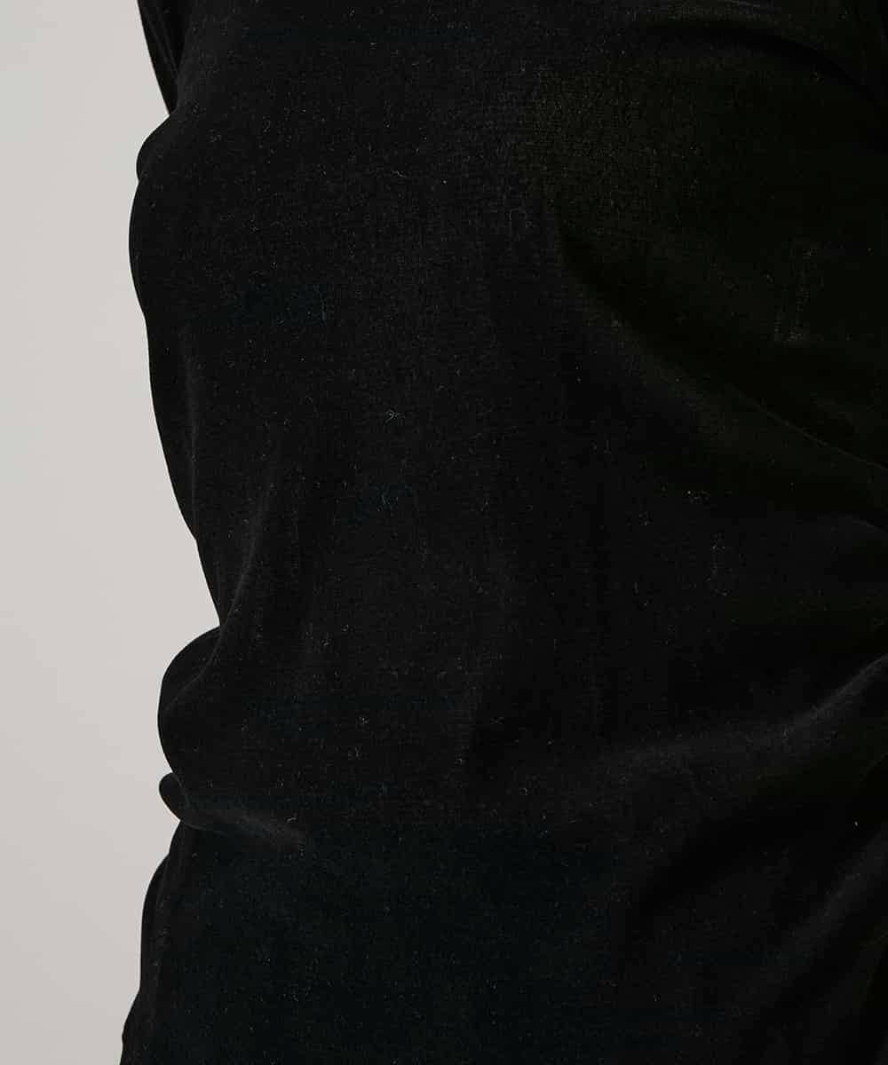 RHKAE13270 HIROKO KOSHINO(ヒロココシノ) フロッキーチュールギャザーポイントカットソー/日本製/洗える ブラック