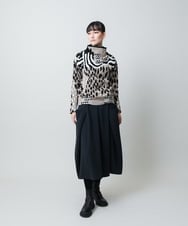 RHKAE14630 HIROKO KOSHINO(ヒロココシノ) 膨れジャカードデザインニットプルオーバー/日本製 ベージュ