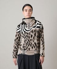 RHKAE14630 HIROKO KOSHINO(ヒロココシノ) 膨れジャカードデザインニットプルオーバー/日本製 ベージュ