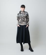 RHKAE14630 HIROKO KOSHINO(ヒロココシノ) 膨れジャカードデザインニットプルオーバー/日本製 ベージュ