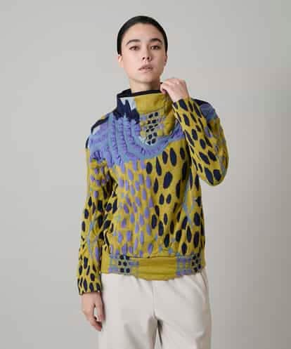 RHKAE14630 HIROKO KOSHINO 膨れジャカードデザインニットプルオーバー/日本製