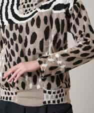 RHKAE14630 HIROKO KOSHINO(ヒロココシノ) 膨れジャカードデザインニットプルオーバー/日本製 ベージュ