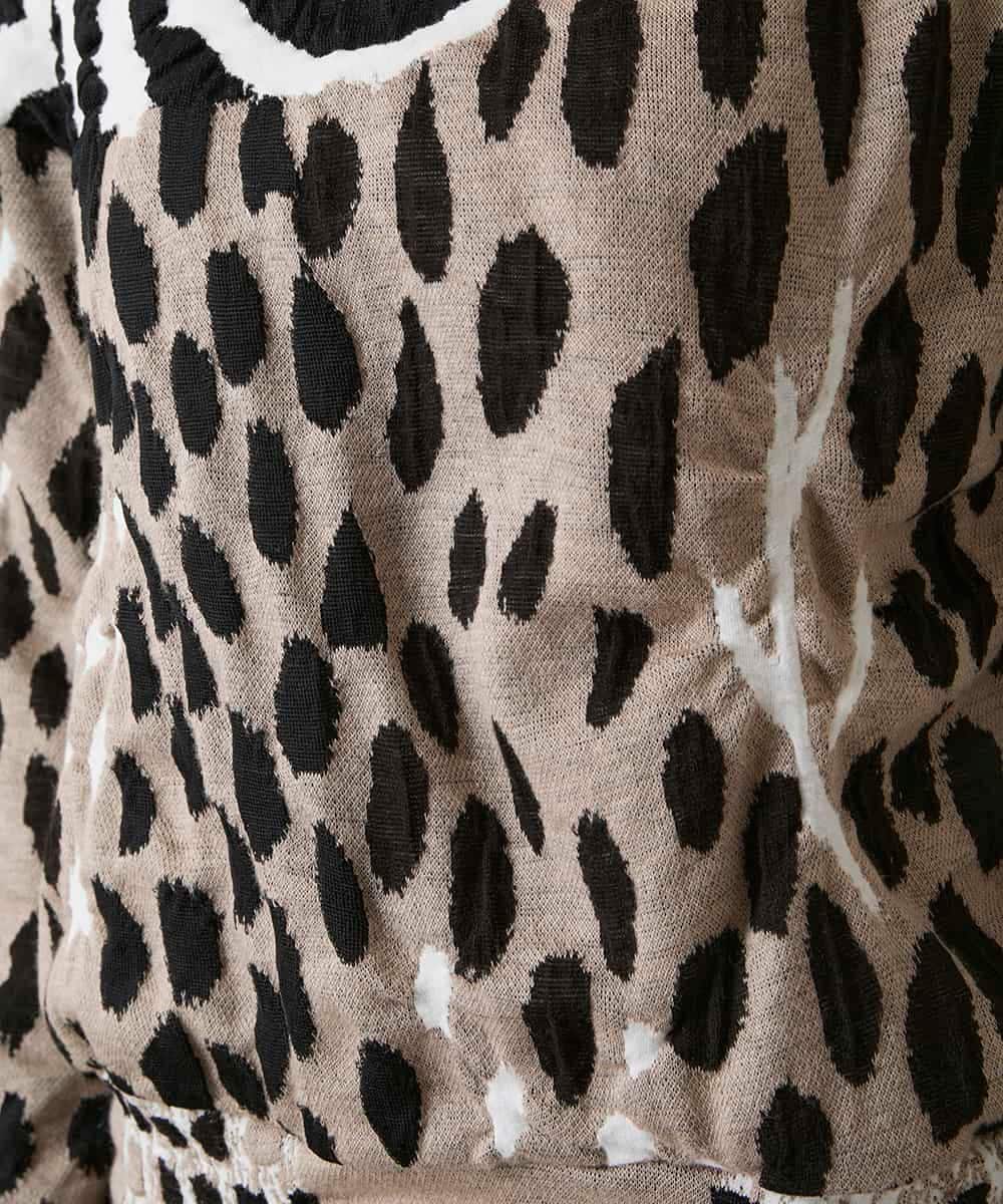 RHKAE14630 HIROKO KOSHINO(ヒロココシノ) 膨れジャカードデザインニットプルオーバー/日本製 ベージュ