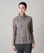 RHKAE17450 HIROKO KOSHINO(ヒロココシノ) ブロックアートプリントジャージーカットソー/日本製/洗える イエロー