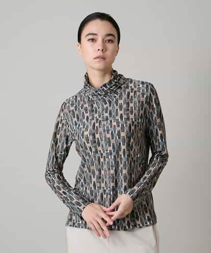 RHKAE17450 HIROKO KOSHINO ブロックアートプリントジャージーカットソー/日本製/洗える