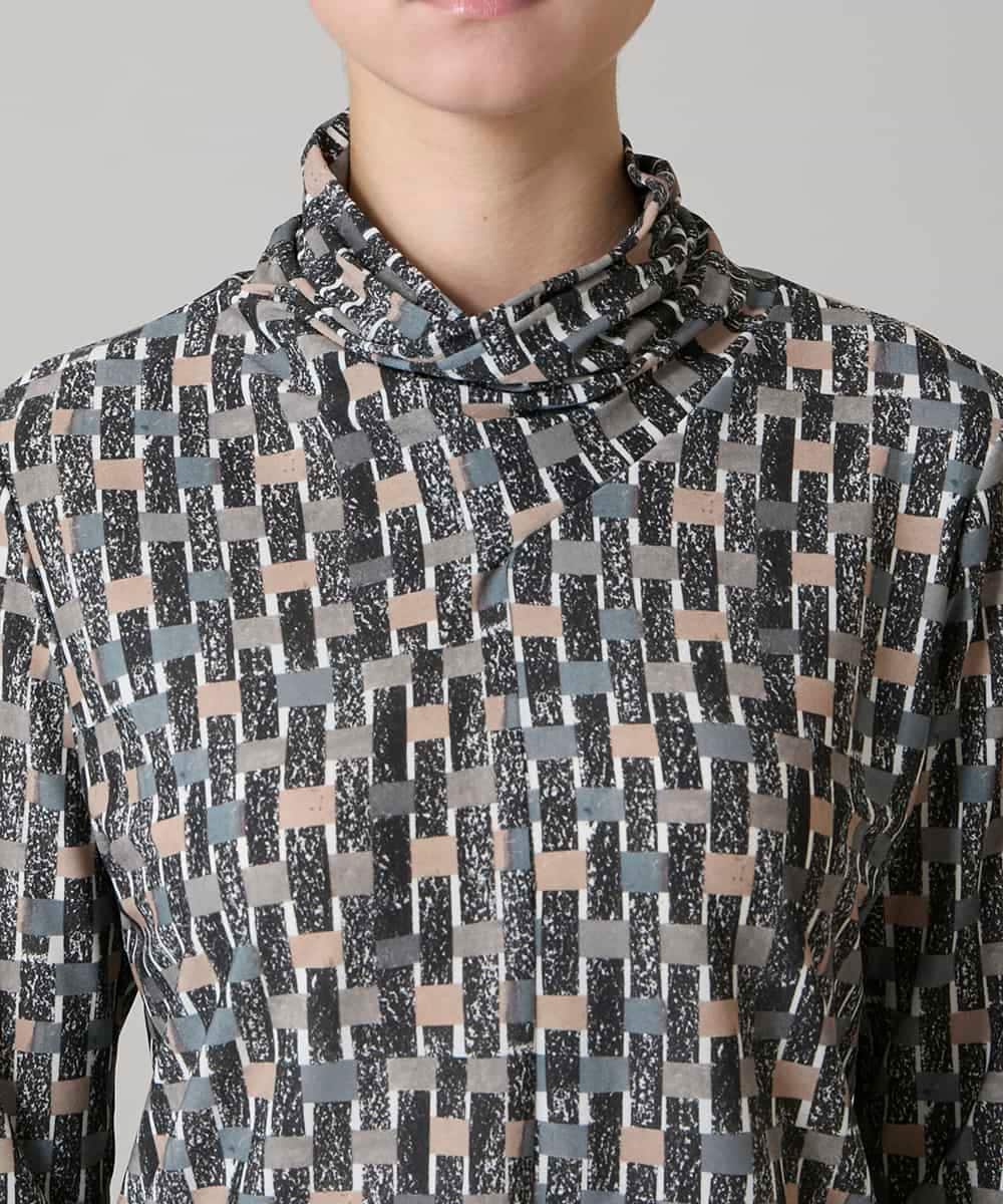 RHKAE17450 HIROKO KOSHINO(ヒロココシノ) ブロックアートプリントジャージーカットソー/日本製/洗える ベージュ