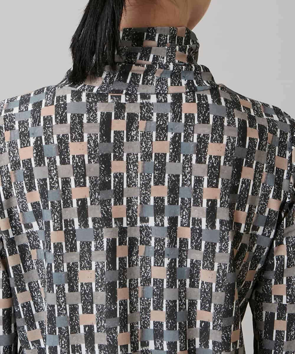 RHKAE17450 HIROKO KOSHINO(ヒロココシノ) ブロックアートプリントジャージーカットソー/日本製/洗える ベージュ