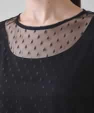 RHKAF05330 HIROKO KOSHINO(ヒロココシノ) ドットチュールインナーカットソー/日本製/洗える ブラック