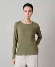 RHKAF23240 HIROKO KOSHINO(ヒロココシノ) ラメジャージーベーシックカットソー グリーン