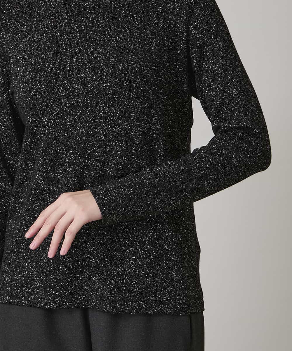 RHKAF23240 HIROKO KOSHINO(ヒロココシノ) ラメジャージーベーシックカットソー ブラック