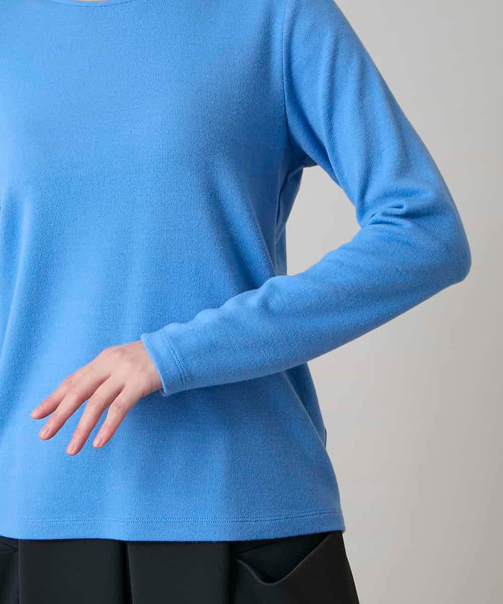 RHKAF24240 HIROKO KOSHINO(ヒロココシノ) ニットジャージープルオーバー/日本製/洗える ライトブルー