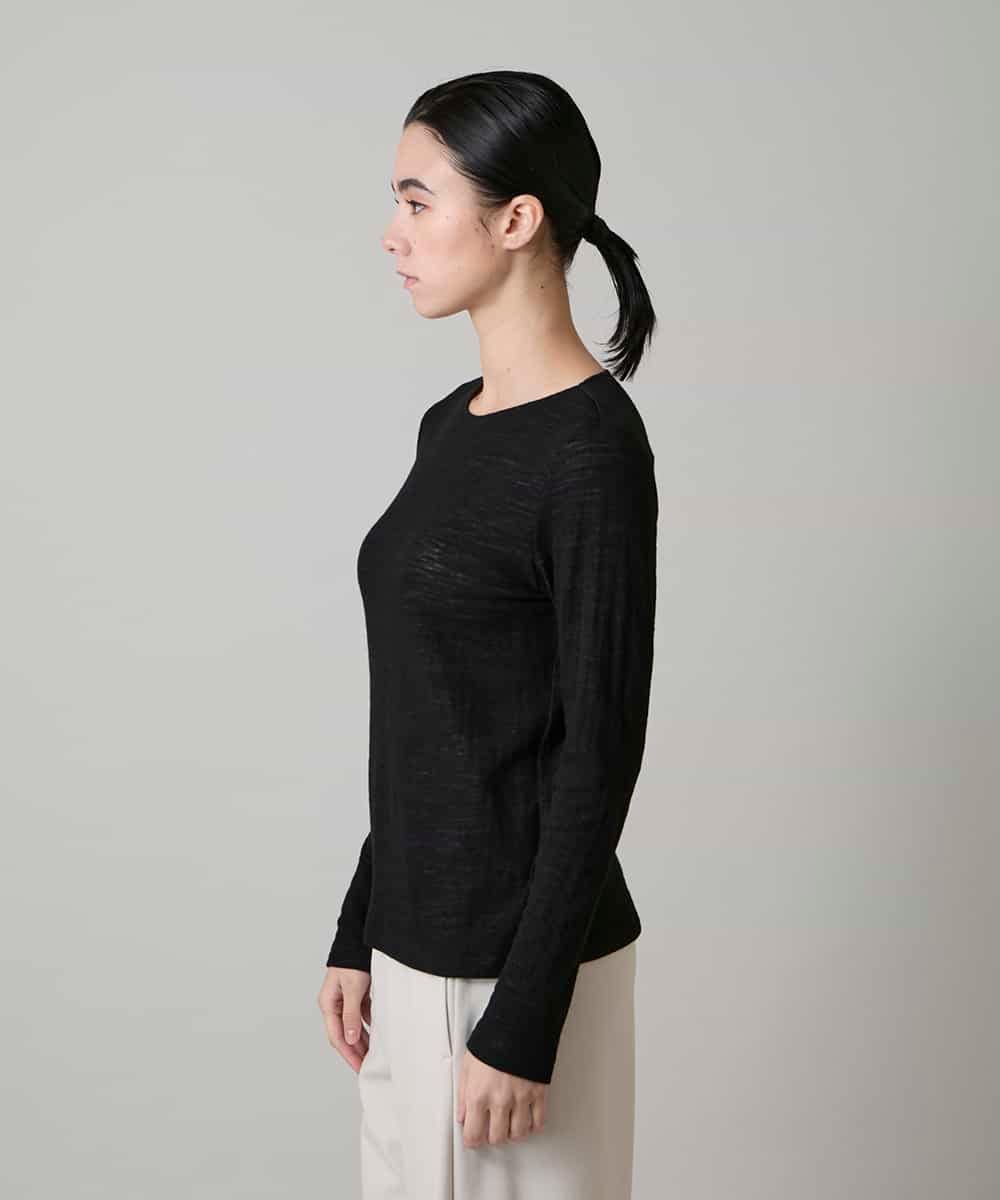 RHKAF25240 HIROKO KOSHINO(ヒロココシノ) リバーガーゼロングスリーブカットソー/日本製 ブラック