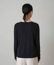 RHKAF26240 HIROKO KOSHINO(ヒロココシノ) ハイストレッチレーヨンニットプルオーバー/日本製 ブラック