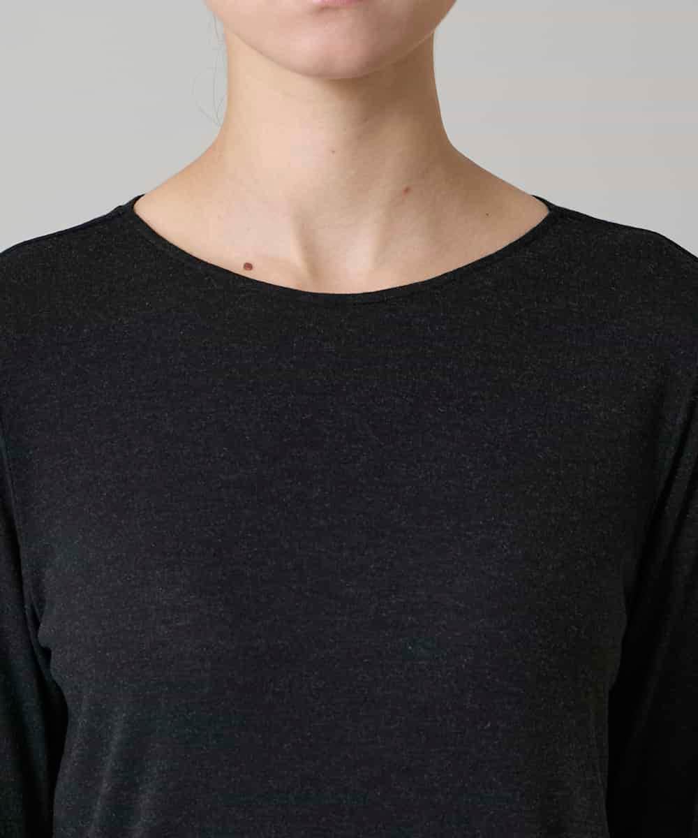 RHKAF26240 HIROKO KOSHINO(ヒロココシノ) ハイストレッチレーヨンニットプルオーバー/日本製 ブラック