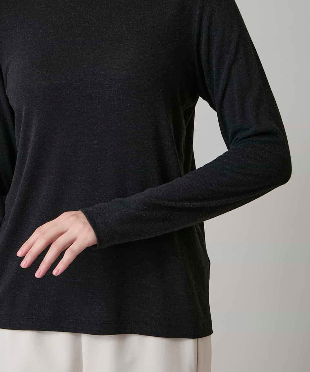 RHKAF26240 HIROKO KOSHINO(ヒロココシノ) ハイストレッチレーヨンニットプルオーバー/日本製 ブラック