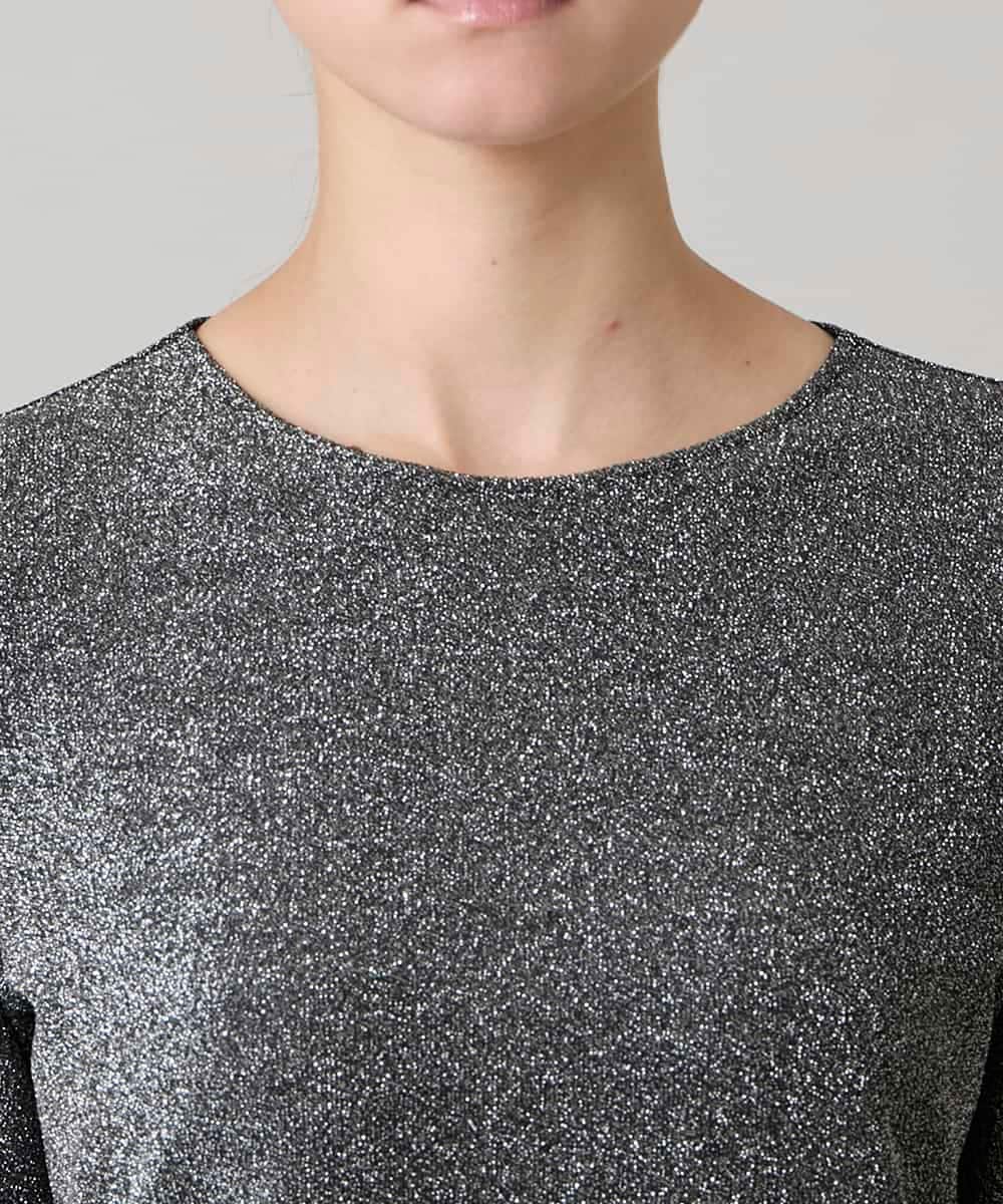 RHKAF27240 HIROKO KOSHINO(ヒロココシノ) シャイニーラメジャージーカットソー/日本製/洗える グレー