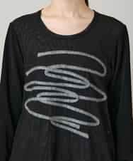 RHKAF30390 HIROKO KOSHINO(ヒロココシノ) コード刺繍チュールレイヤーカットソー/日本製/洗える ブラック