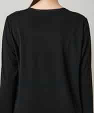 RHKAF30390 HIROKO KOSHINO(ヒロココシノ) コード刺繍チュールレイヤーカットソー/日本製/洗える ブラック