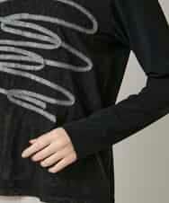 RHKAF30390 HIROKO KOSHINO(ヒロココシノ) コード刺繍チュールレイヤーカットソー/日本製/洗える ブラック