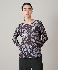 RHKAF31290 HIROKO KOSHINO(ヒロココシノ) アブストラクトパターンデザインカットソー/日本製/洗える グレー