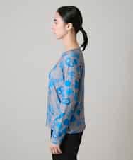 RHKAF31290 HIROKO KOSHINO(ヒロココシノ) アブストラクトパターンデザインカットソー/日本製/洗える ブルー