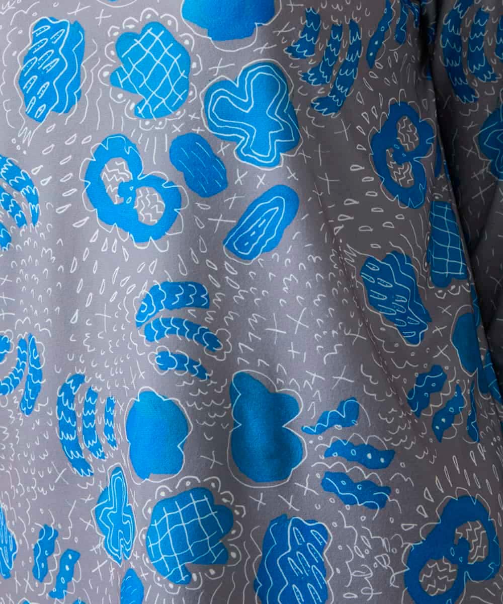 RHKAF31290 HIROKO KOSHINO(ヒロココシノ) アブストラクトパターンデザインカットソー/日本製/洗える ブルー