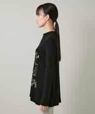 RHKAF32430 HIROKO KOSHINO(ヒロココシノ) 刺繍ロゴモックネックチュニック/日本製/洗える ブラック