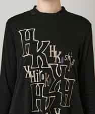 RHKAF32430 HIROKO KOSHINO(ヒロココシノ) 刺繍ロゴモックネックチュニック/日本製/洗える ブラック