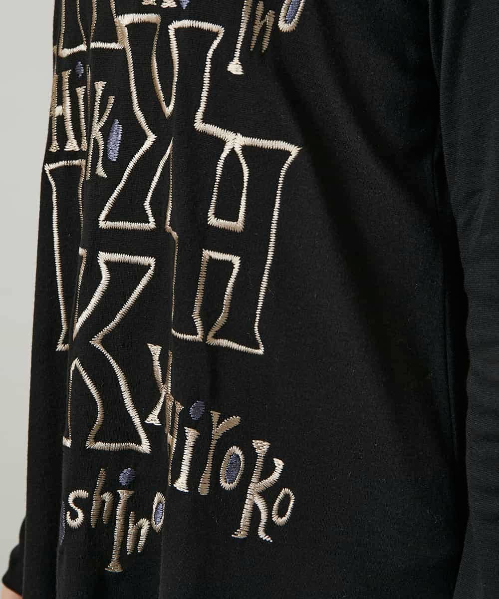 RHKAF32430 HIROKO KOSHINO(ヒロココシノ) 刺繍ロゴモックネックチュニック/日本製/洗える ブラック