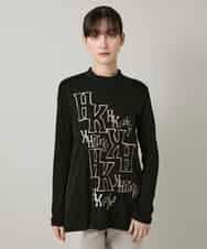 RHKAF32430 HIROKO KOSHINO(ヒロココシノ) 刺繍ロゴモックネックチュニック/日本製/洗える ブラック