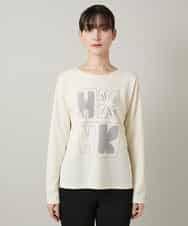 RHKAF33330 HIROKO KOSHINO(ヒロココシノ) フロッキーロゴジャージープルオーバー/日本製/洗える アイボリー