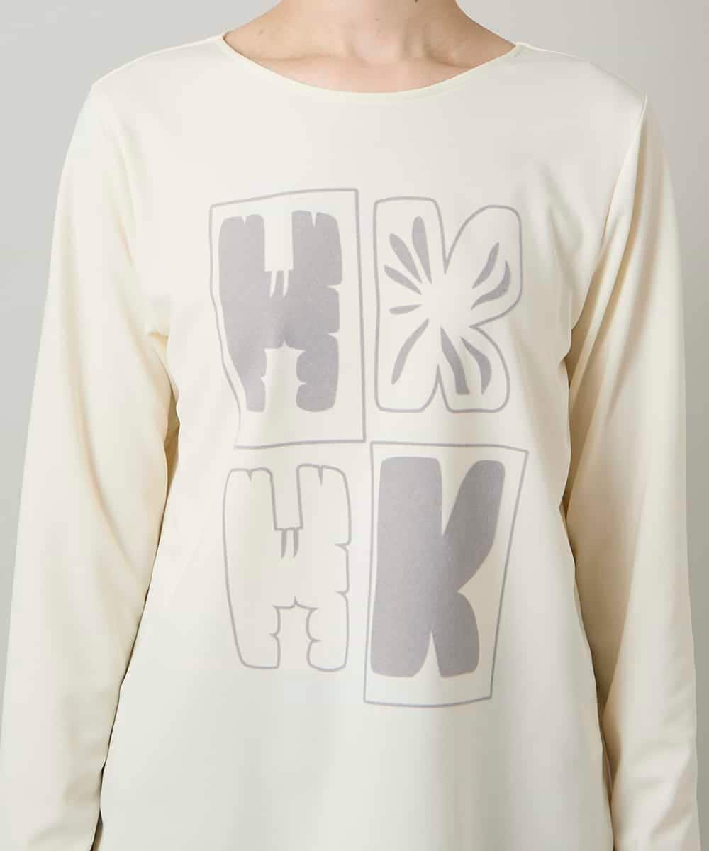 RHKAF33330 HIROKO KOSHINO(ヒロココシノ) フロッキーロゴジャージープルオーバー/日本製/洗える アイボリー