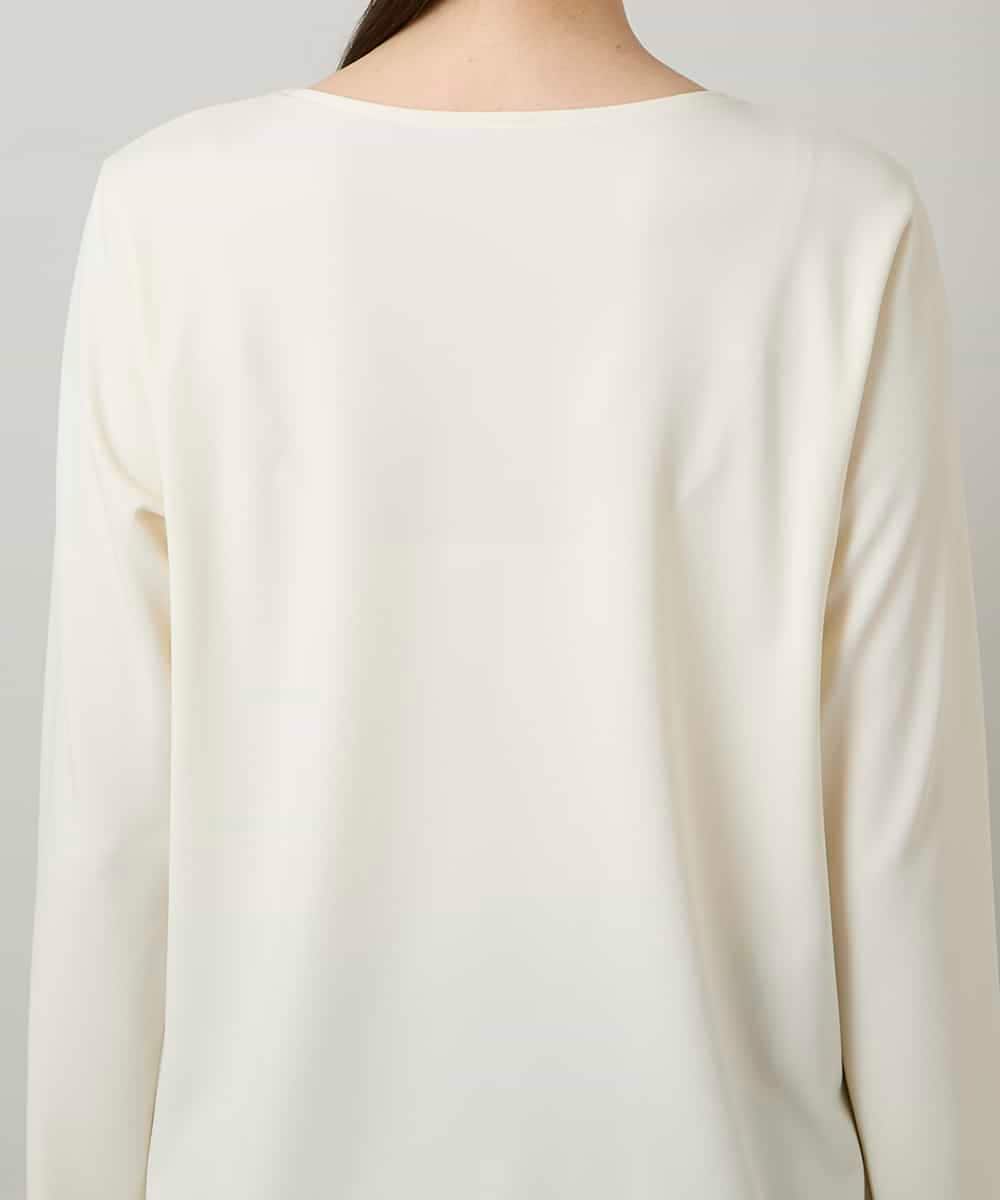 RHKAF33330 HIROKO KOSHINO(ヒロココシノ) フロッキーロゴジャージープルオーバー/日本製/洗える アイボリー