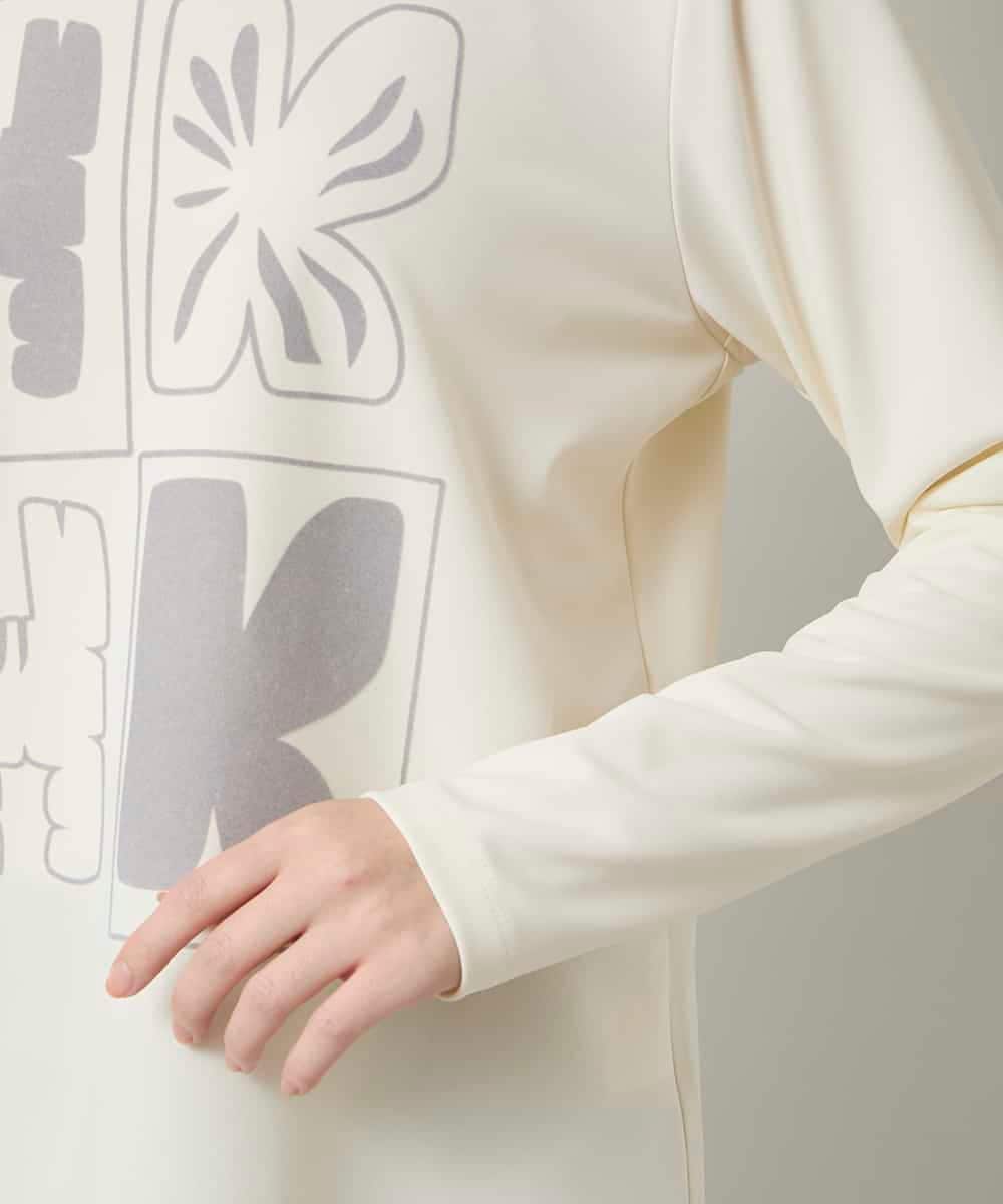 RHKAF33330 HIROKO KOSHINO(ヒロココシノ) フロッキーロゴジャージープルオーバー/日本製/洗える アイボリー