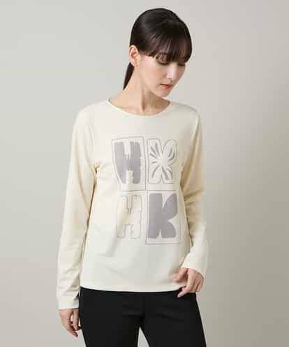 RHKAF33330 HIROKO KOSHINO フロッキーロゴジャージープルオーバー/日本製/洗える