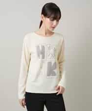 RHKAF33330 HIROKO KOSHINO(ヒロココシノ) フロッキーロゴジャージープルオーバー/日本製/洗える アイボリー