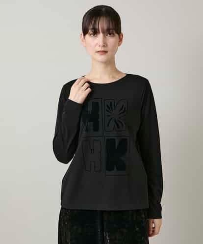 RHKAF33330 HIROKO KOSHINO フロッキーロゴジャージープルオーバー/日本製/洗える