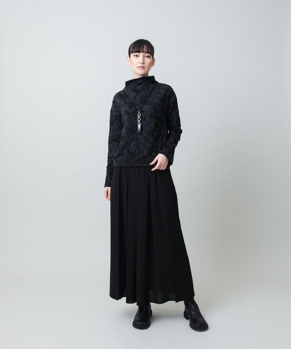 RHKAF45360 HIROKO KOSHINO(ヒロココシノ) オフタートルジャカードニットプルオーバー/日本製 ブラック