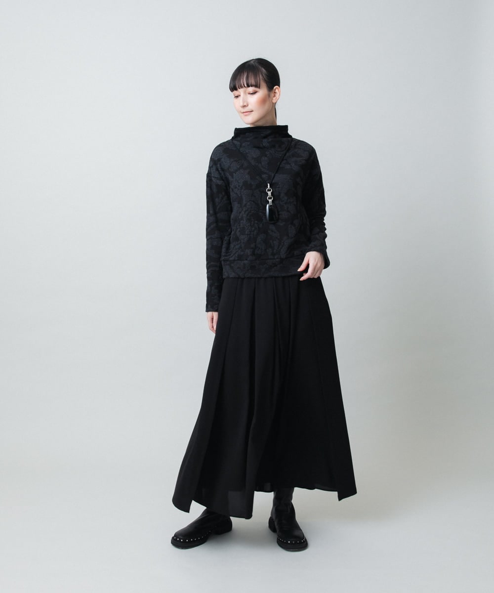 RHKAF45360 HIROKO KOSHINO(ヒロココシノ) オフタートルジャカードニットプルオーバー/日本製 ブラック