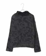 RHKAF45360 HIROKO KOSHINO(ヒロココシノ) オフタートルジャカードニットプルオーバー/日本製 ブラック