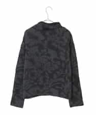 RHKAF45360 HIROKO KOSHINO(ヒロココシノ) オフタートルジャカードニットプルオーバー/日本製 ブラック