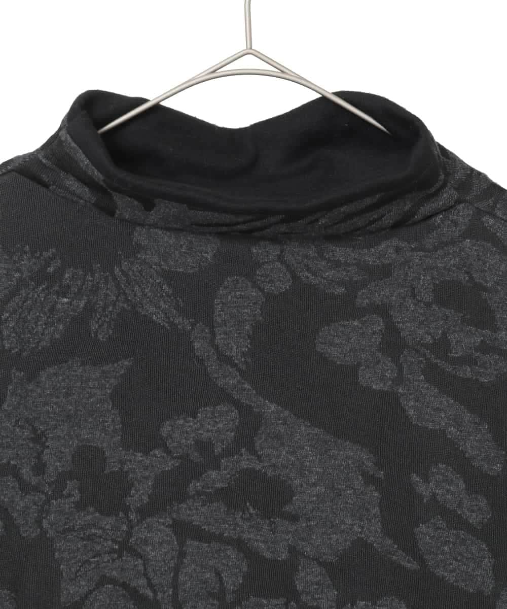 RHKAF45360 HIROKO KOSHINO(ヒロココシノ) オフタートルジャカードニットプルオーバー/日本製 ブラック