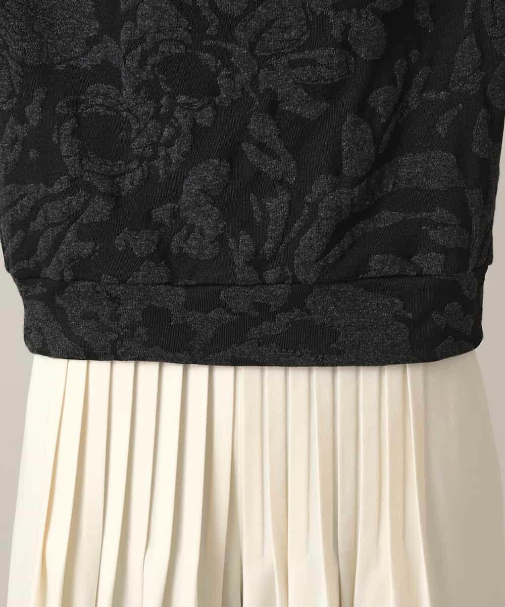 RHKAF45360 HIROKO KOSHINO(ヒロココシノ) オフタートルジャカードニットプルオーバー/日本製 ブラック