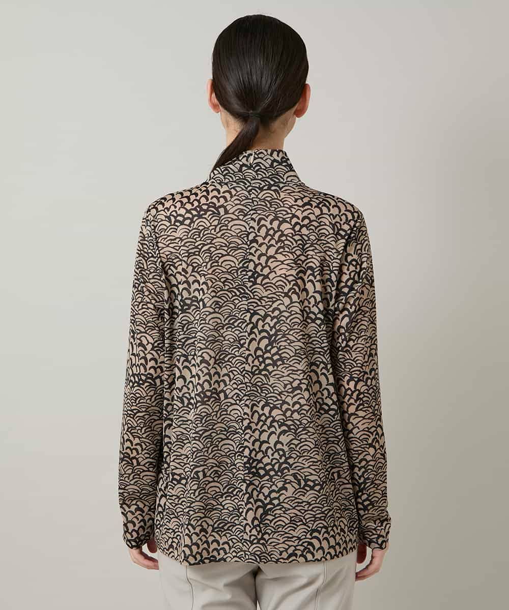 RHKCD32490 HIROKO KOSHINO(ヒロココシノ) アートプリントボウタイブラウス/日本製/洗える ベージュ