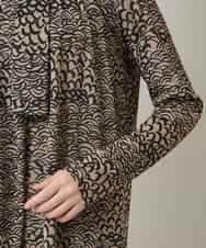 RHKCD32490 HIROKO KOSHINO(ヒロココシノ) アートプリントボウタイブラウス/日本製/洗える ベージュ