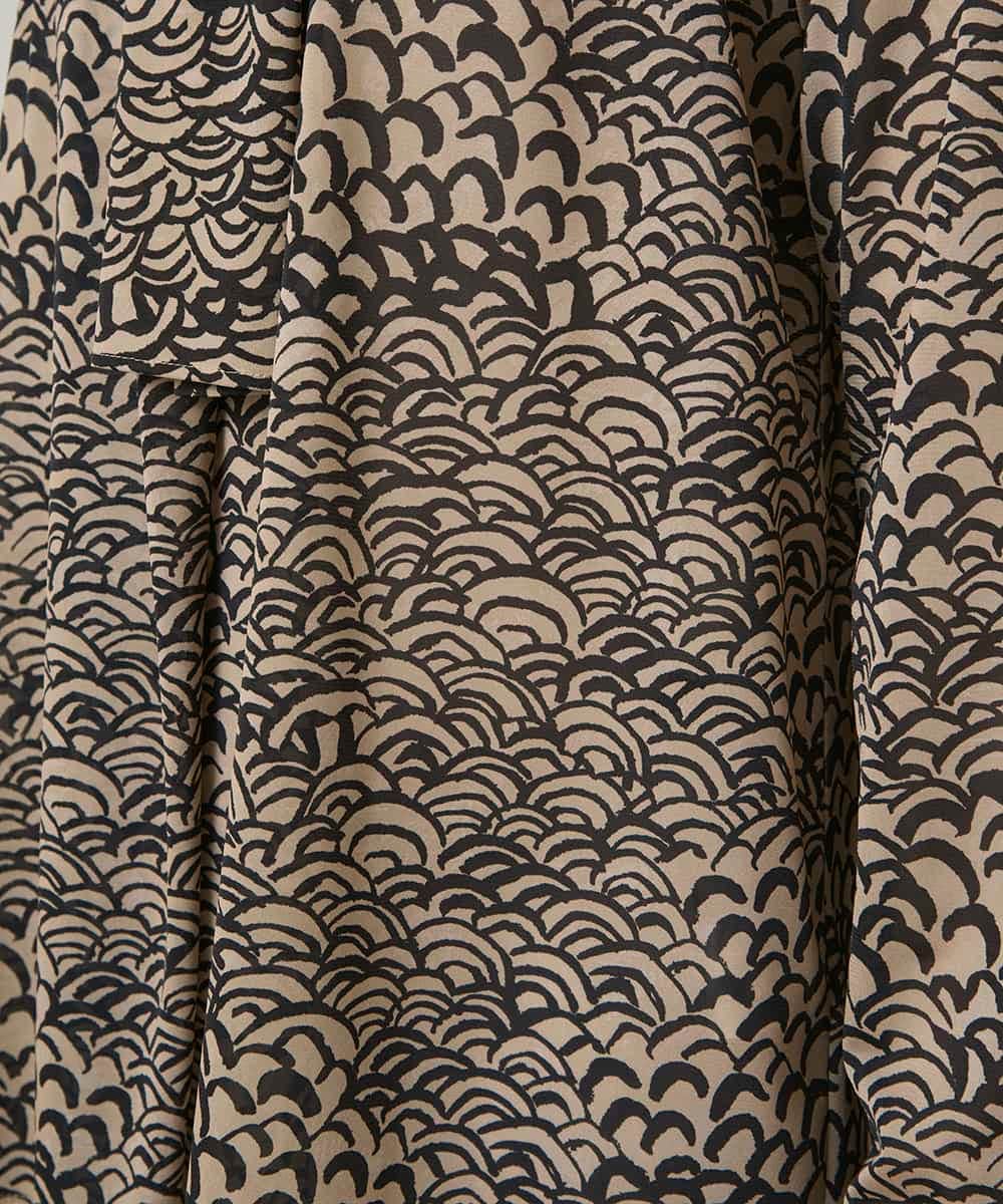 RHKCD32490 HIROKO KOSHINO(ヒロココシノ) アートプリントボウタイブラウス/日本製/洗える ベージュ