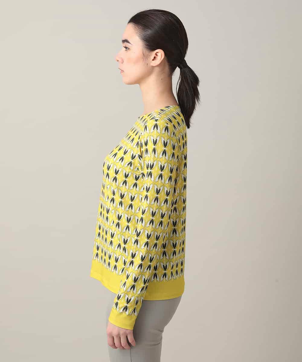 RHKED41290 HIROKO KOSHINO(ヒロココシノ) 幾何プリントベア天竺カットソー/日本製/洗える イエロー